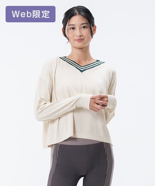 【SUKALA】ブラトップ付きカレッジVネックプルオーバー