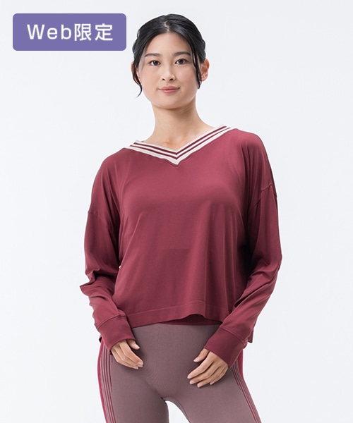 【SUKALA】ブラトップ付きカレッジVネックプルオーバー