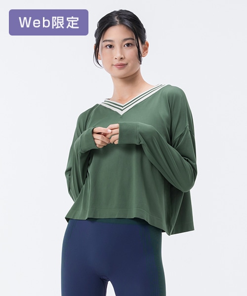 【SUKALA】ブラトップ付きカレッジVネックプルオーバー