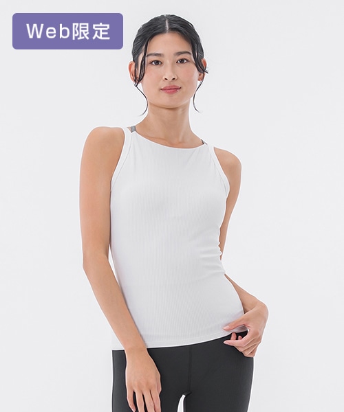 【SUKALA】ダブルストラップリブロゴタンクトップ