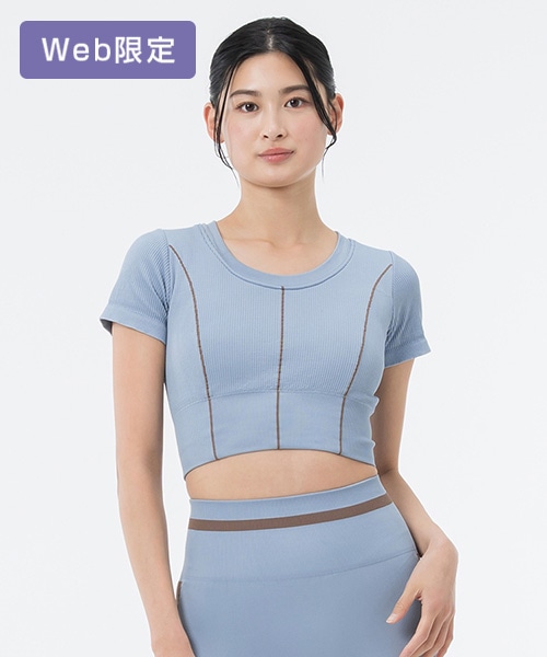 【SUKALA】アクティブバイカラークロップドトップス