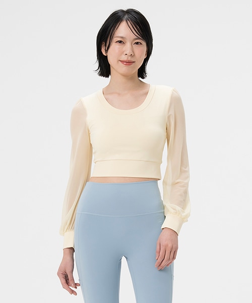 【SUKALA】カップ付きベールメッシュロングスリーブ