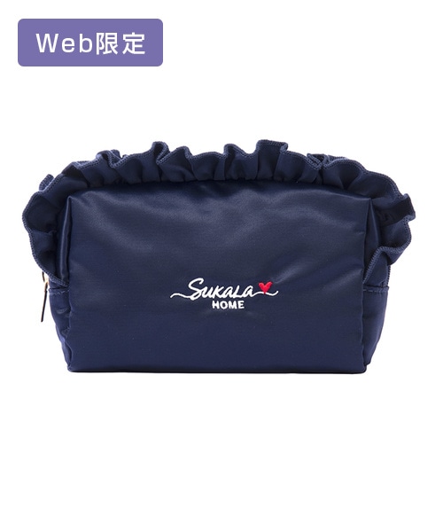 【SUKALA HOME】シャイニーサテンフリルポーチ