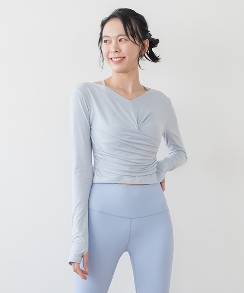 【SUKALA】ギャザークロスロングスリーブトップス