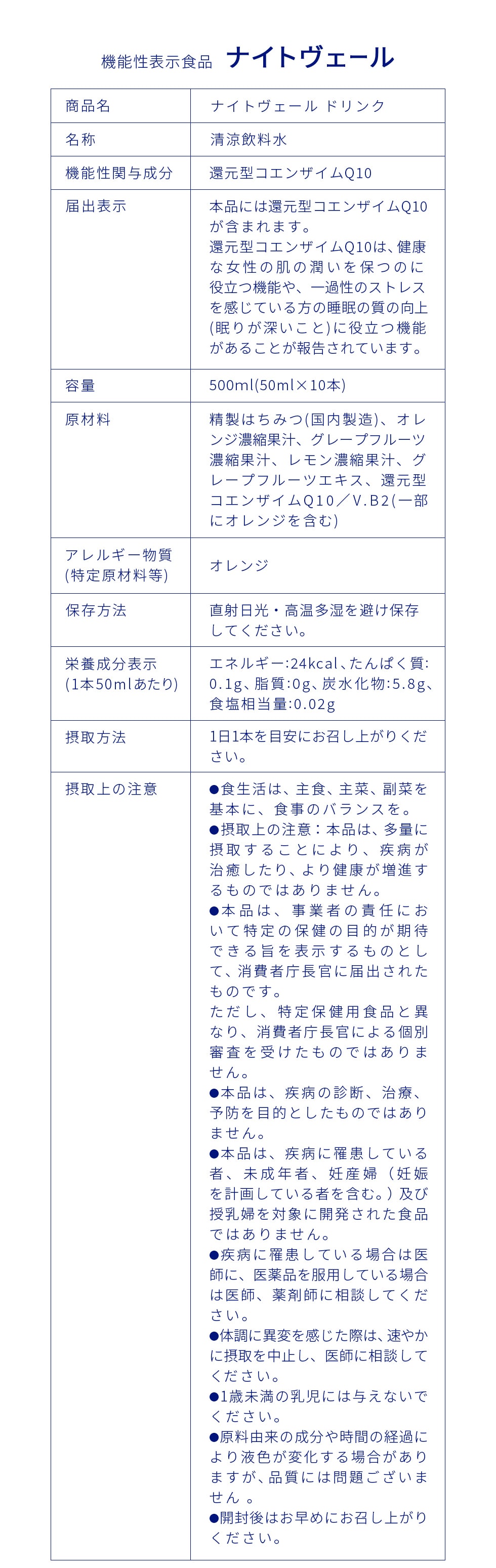 機能性表示食品ナイトヴェール