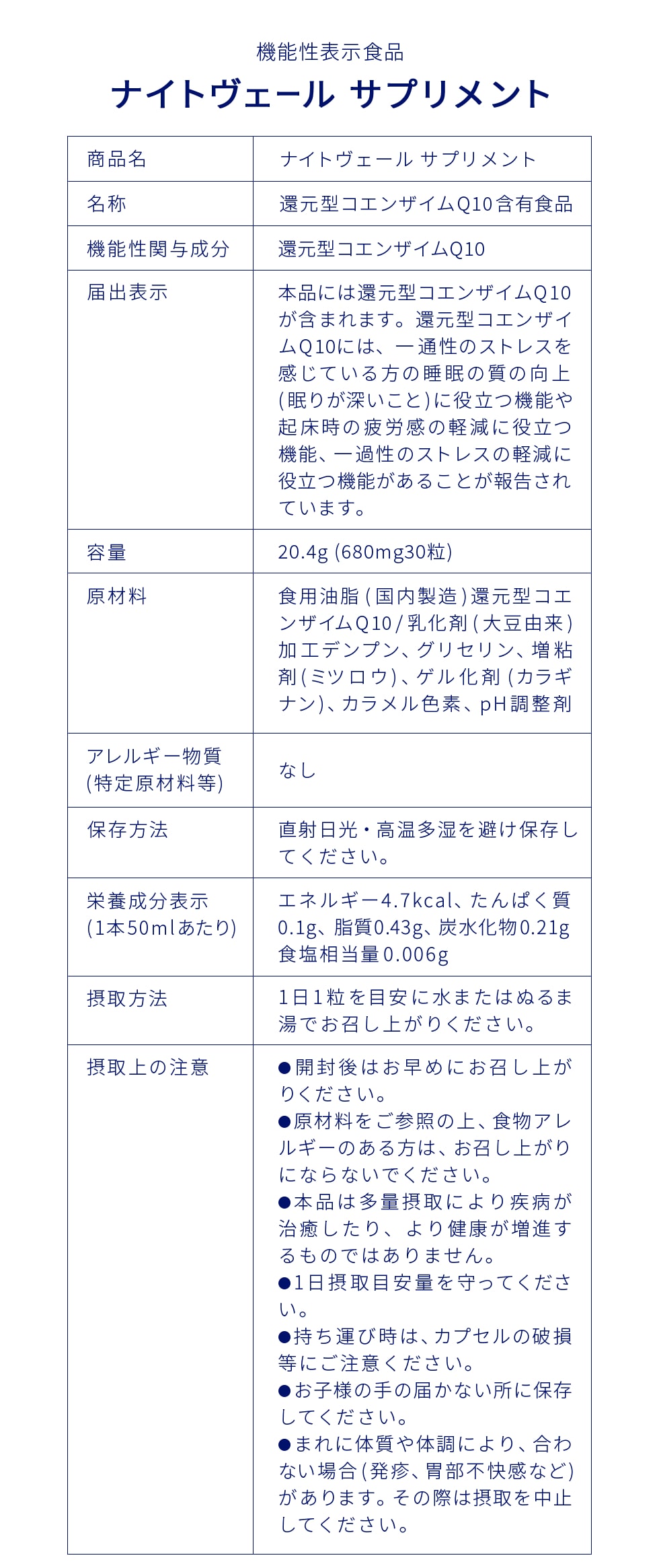 機能性表示食品ナイトヴェール サプリメント