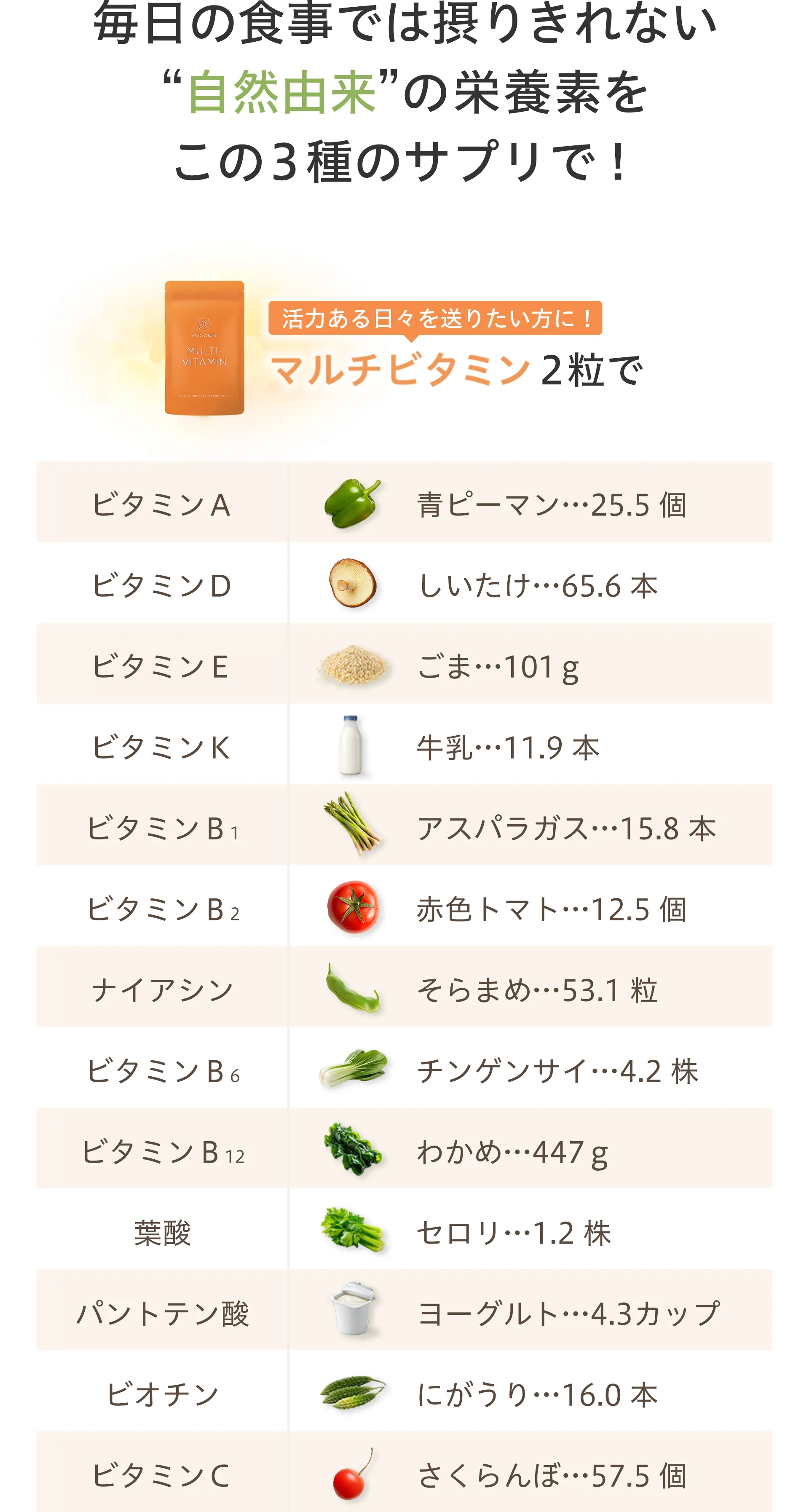活力ある日々を送りたい方に！マルチビタミン2粒