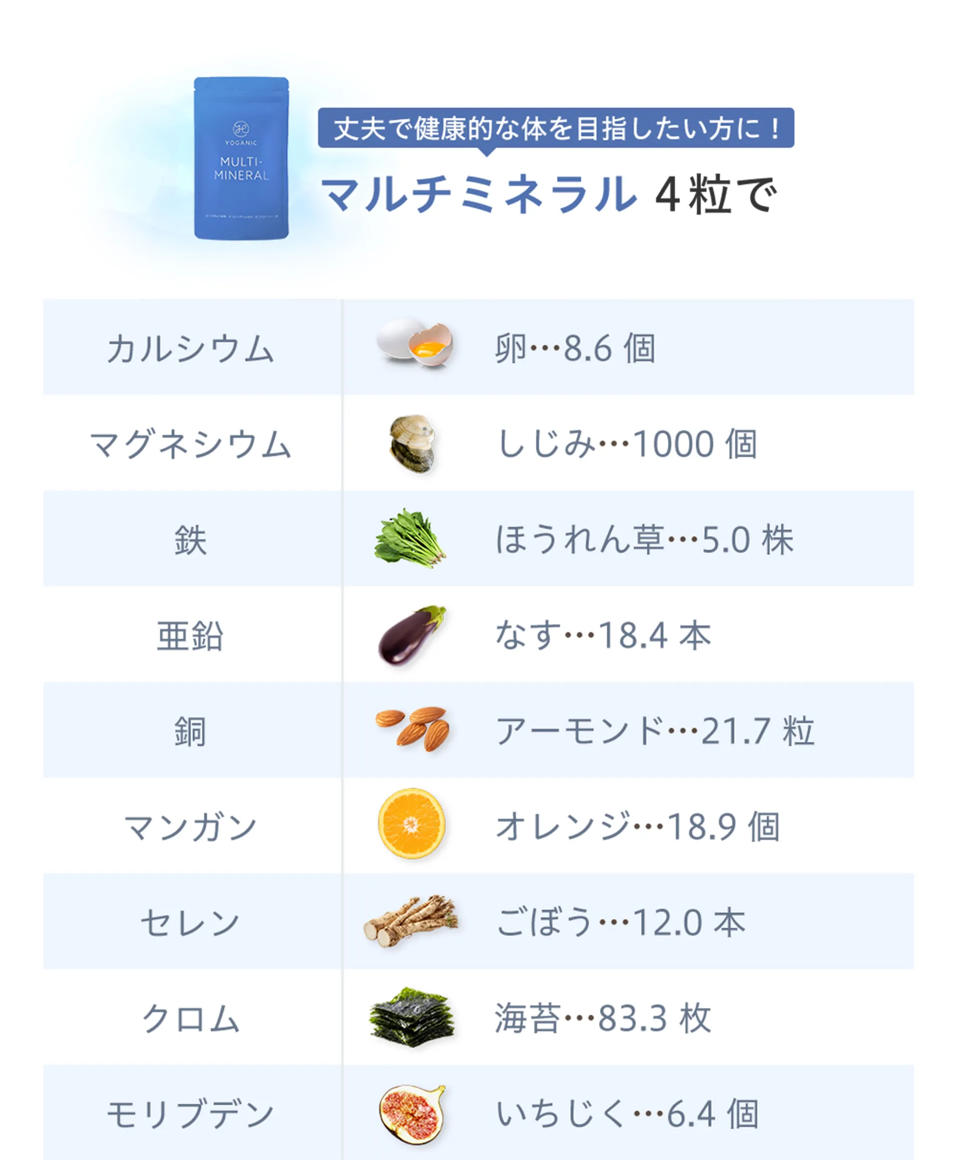 丈夫で健康的な体を目指したい方に！マルチミネラル4粒