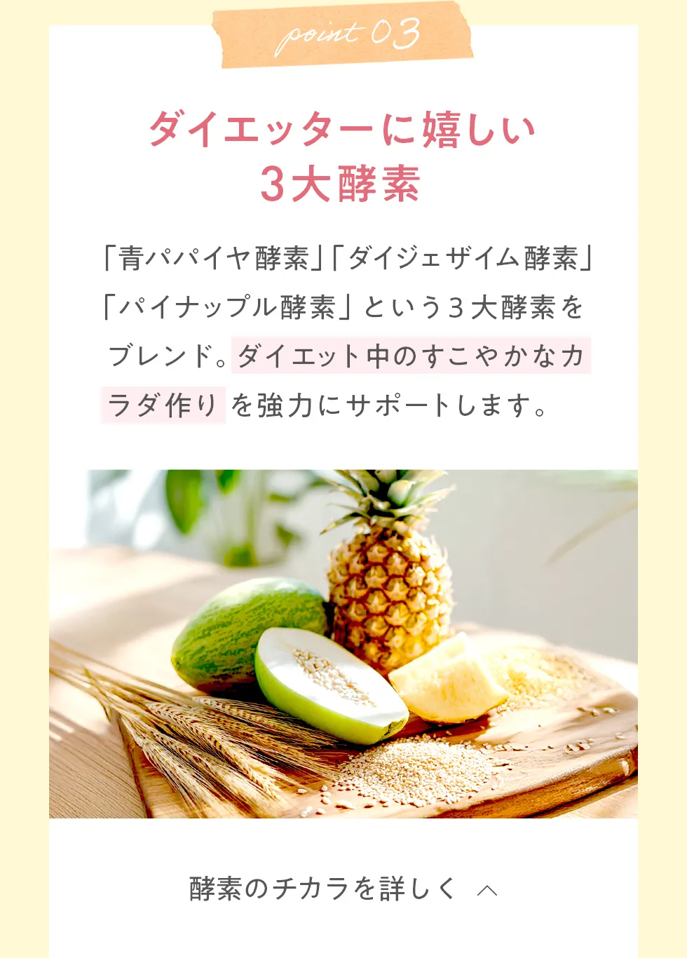 POINT3 ダイエッターに嬉しい3大酵素