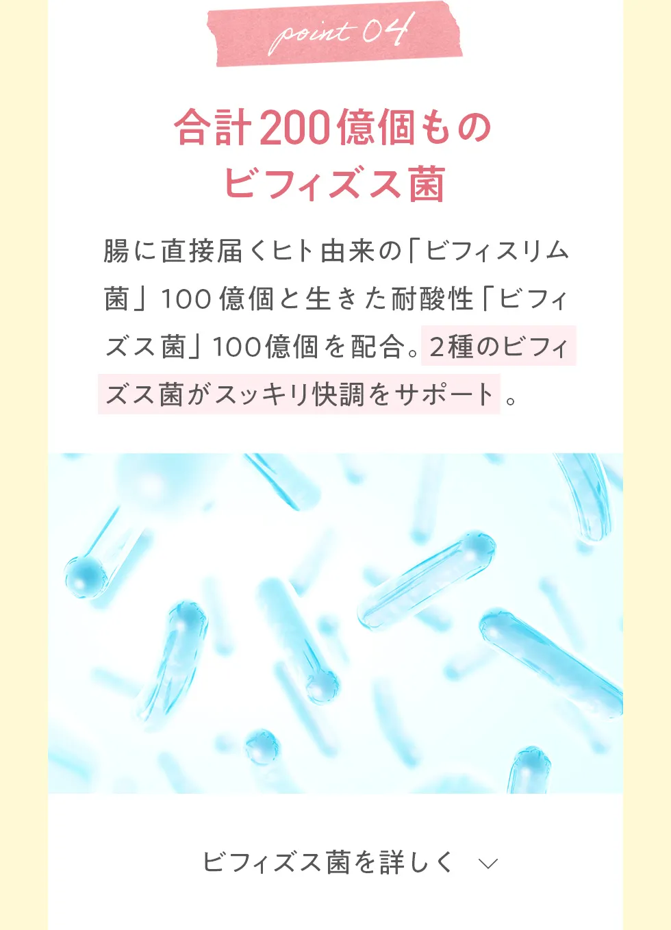 POINT4 合計200億個ものビフィズス菌